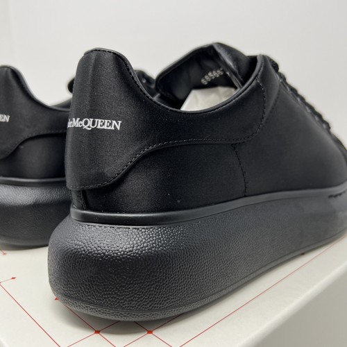 Alexander McQueen Women's Oversized Silk Sneakers Size 39 EU/ 9 US Triple Black - Picture 7 of 9