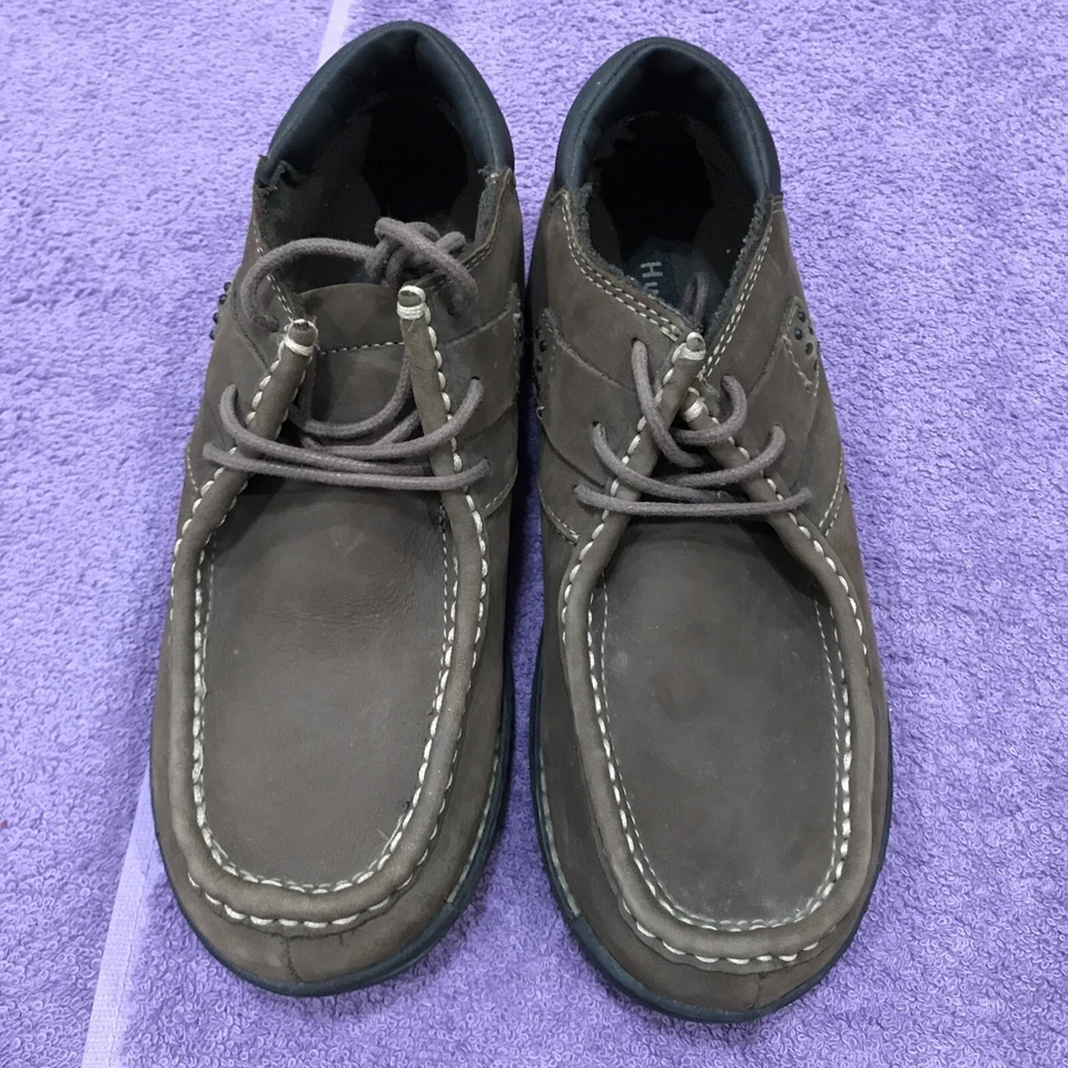 NEW  HUSH PUPPIES   Detroit   Boys/Girls  Brown Leather Lace Up  Booties  SZ 3.5 - Image 2 of 4