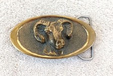 Vintage 1976 Bighorn Sheep Ram Bronze Belt Buckle Oval 3.5" x 2 Adezy Co USA