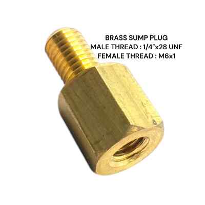 1/4'' UNF Stecker auf M6x1 Buchse Messing Sumpf Adapter Öltemperaturanzeige Sensor