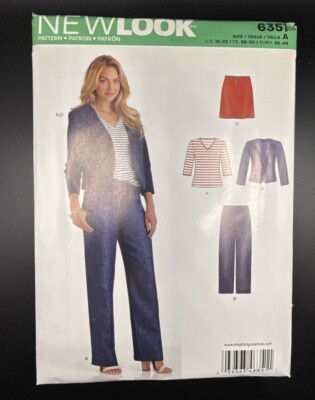 New Look Pattern Uncut 6351 Jacket Skirt V Neck Top Pants 10 12 14 16 18 20 22