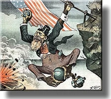 Gorilla warfare under the protection of the American flag Picture Made on Stretc