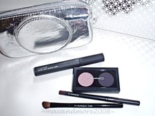 MAC Iced Delights Eye Bag/Pearl Eyeshadows Eyeliner Mascara Brush Holiday Kit 