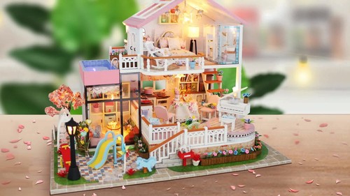 1:24 DIY Dollhouse Sweet Words Miniature Wooden Dolls House Kit + Cover + Music - Picture 17 of 21