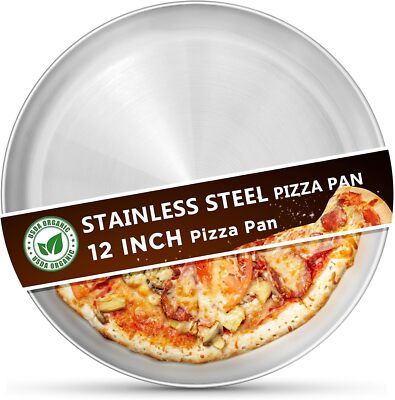 Kevenal Stainless Steel Pizza Pans 12 Inch, Pizza-Pan for Oven, Steel Pizza Tray