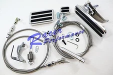 Billet Throttle Gas Pedal Floor Mount Kit w/ Braided Cable 700R4 Kick Down