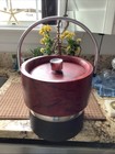 VINTAGE Red/Silver Faux Leather Ice Bucket W/ Handle & Lid  9” Tall Well Made! — photo 2
