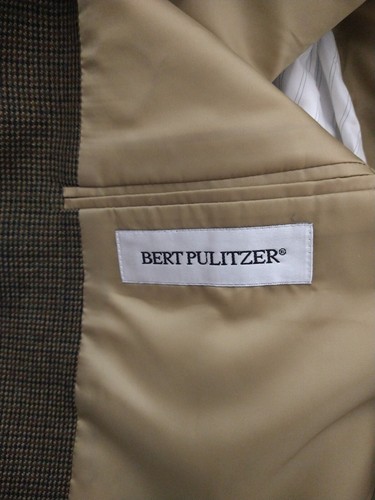 Bert Pulitzer Houndstooth Blazer Sport Coat, Elbow Patches, Lambswool, Mens 44R - Picture 10 of 10