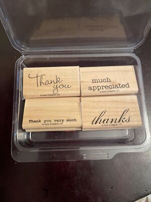 Stampin Up Much Appreciated Set Of 4 Wood Stamps In Case