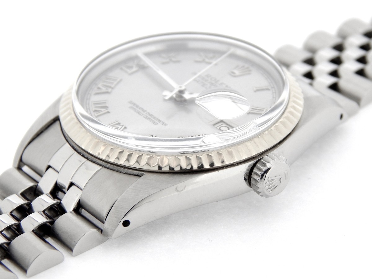ミー ROLEX MEN DATEJUST 16014 WATCH SILVER LINEN DIAL 28 MM (NOS