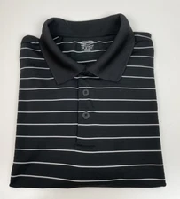 Champion Golf Polo Black White Pin Stripe Men's Duo Dry Size XXL