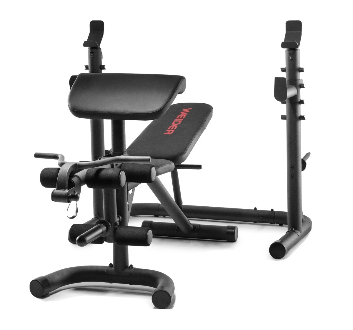 Weider 20 Olympic Workout Bench with Independent Squat Rack Preacher Pad eBay