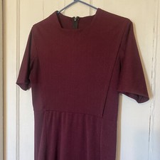Amish Mennonite Cape Dress 36” Bust/30” Waist Modest Zip Burgundy Wine Color