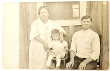 RPPC Man Wife and Child Family Picture Postcard they were really happy
