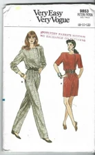 Vogue Sewing Pattern 9853, Vintage Straight Legged Jumpsuit, Size 8 - 12