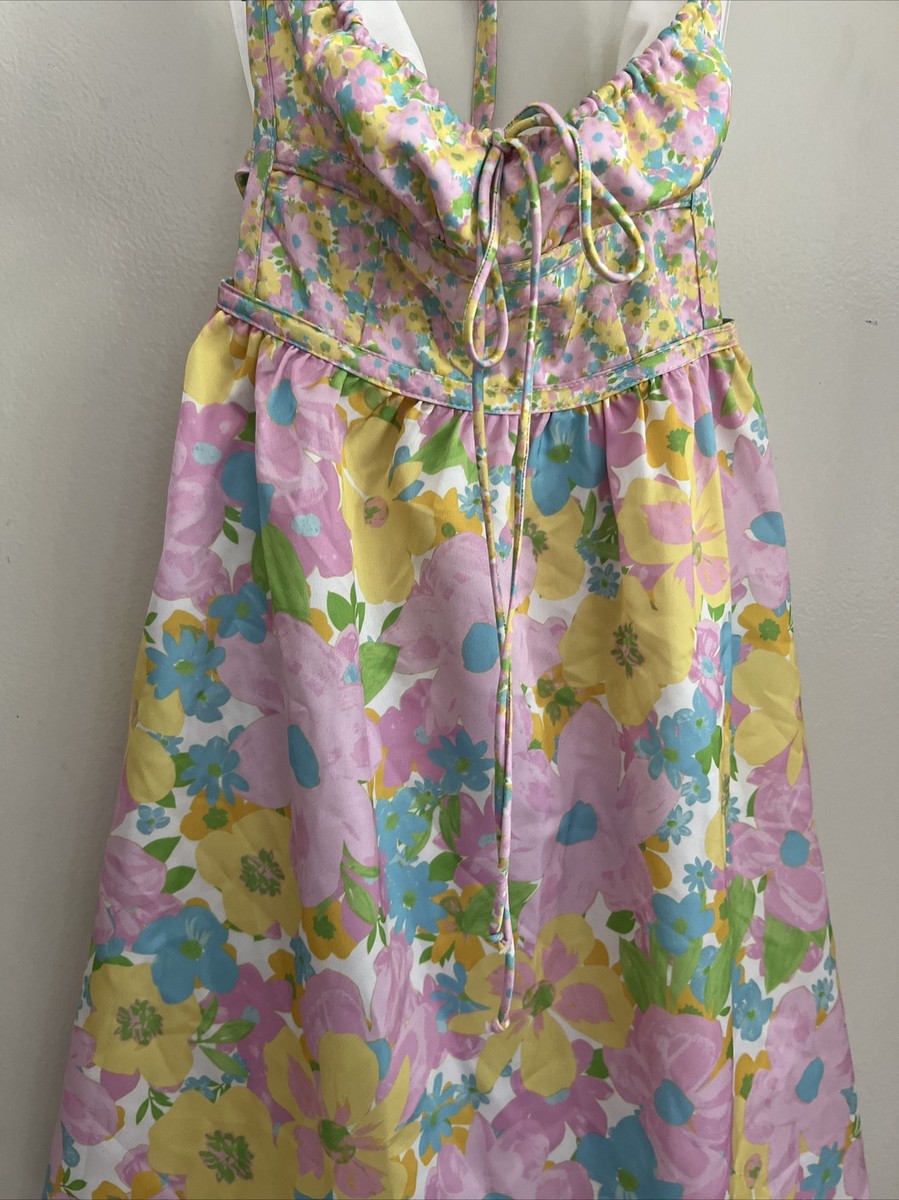 For Love And Lemons Emily Backless Printed Colorful Tie Back Mini Dress S | eBay For Love And Lemons Emily Backless Printed Colorful Tie Back Mini Dress S | eBay