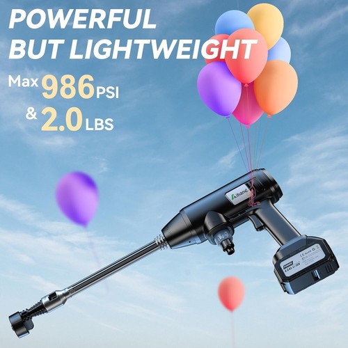 Cordless Pressure Washer, 986PSI Portable Power Cleaner with 4.0 Ah Battery, 6-I - Picture 2 of 9