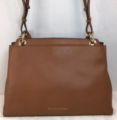 Danielle Nicole-Single Handle Hanging Satchel Handbag 100% Leather Brown NEW