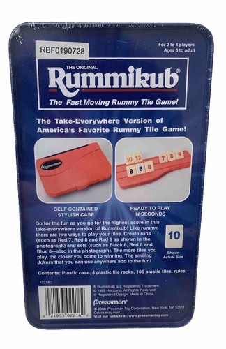 Rummikub The Fast Moving Rummy Tile Game Nuovo Sigillato 2-4 Giocatori Metal Tin - Foto 2 di 5