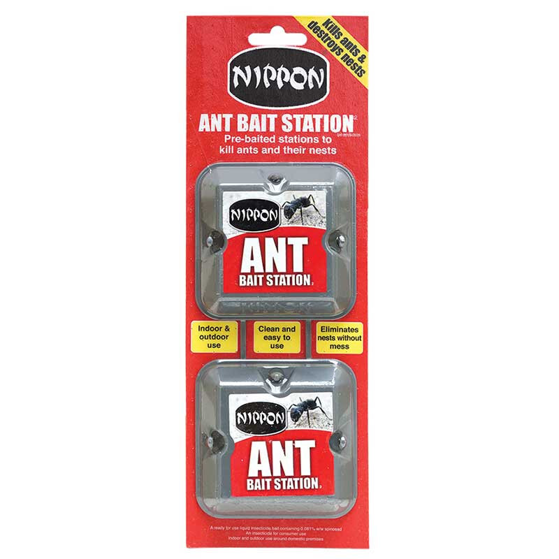 Nippon Ant Killer Bait Station Nest Trap Pre Baited Pack Inside and Out
