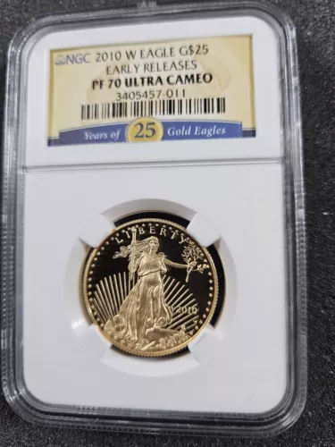 🌟 2010-W American 1/2 oz Gold Eagle $25 PROOF Coin NGC PF70 UCAM Early Releases