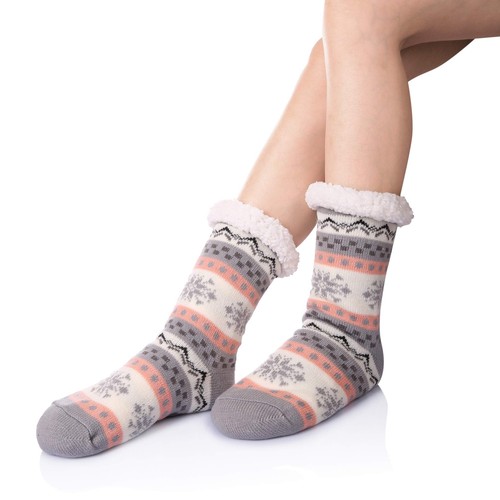 Women Soft Cozy Fuzzy Sherpa Fleece Lined Slipper Socks Home Thermal Slipper LOT - Picture 9 of 12
