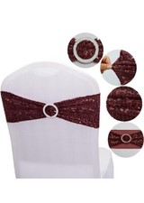48Pcs Chair Sashes Sequin Stretch Bows Chair Bands Wedding Banquet Decorations 
