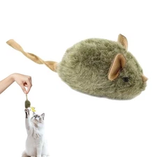 Durable Plush Mouse Cat Toy with Sound - Self Play, Chase Toy for Indoor Cats .