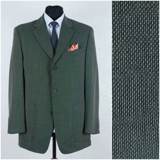 Mens Summer Blazer 42R UK Size GUY LAROCHE Grey Wool Sport Coat Vintage Jacket