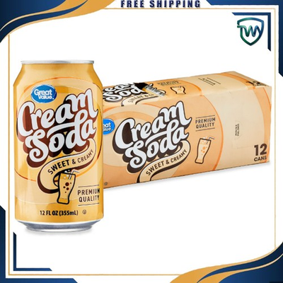 #ad Great Value Cream Soda Pop 12 fl oz 12 Pack Cans Free Shipping $3.65