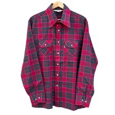 Vintage 70s Levi s Flannel Shirt Mens Large Plaid Long Sleeve Big E Green Red