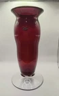 Blenko Glass Co #9963-R Ruby Red Clear Footed Vase