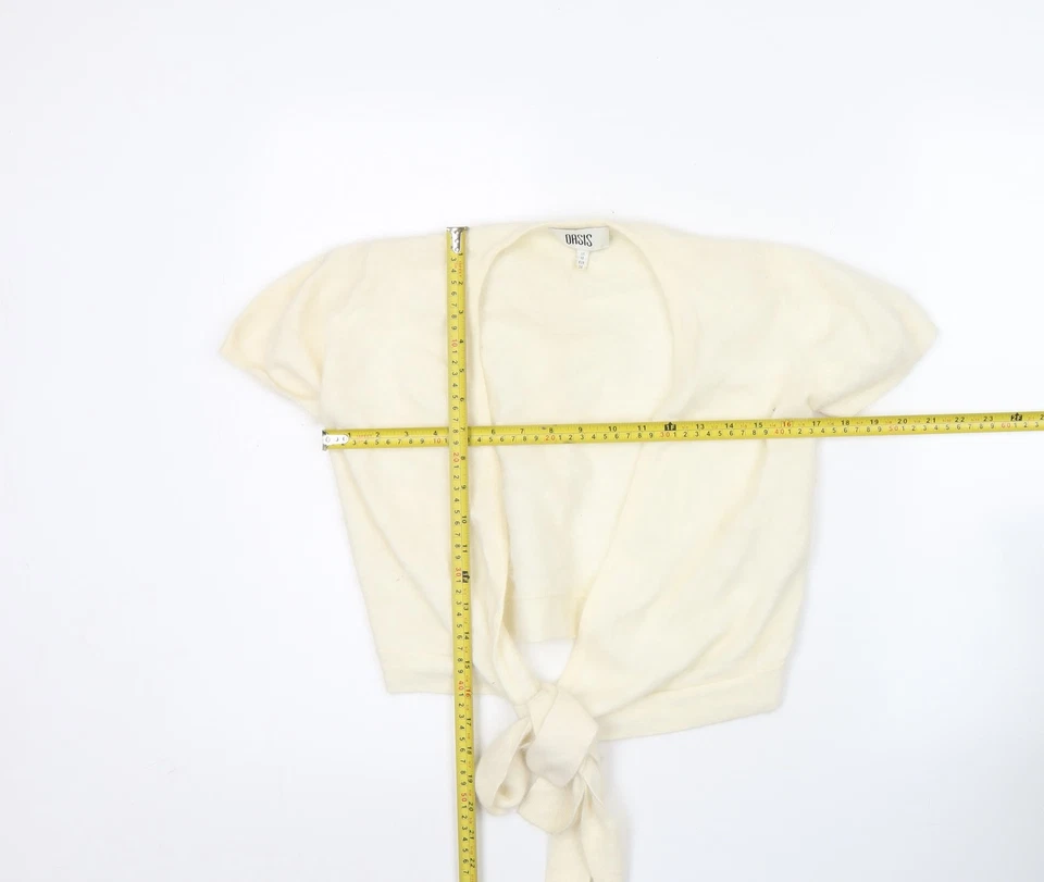 Oasis Women's Ivory Angora Shrug Jumper Size 10 Short Sleeve Knit - Image 2 of 4