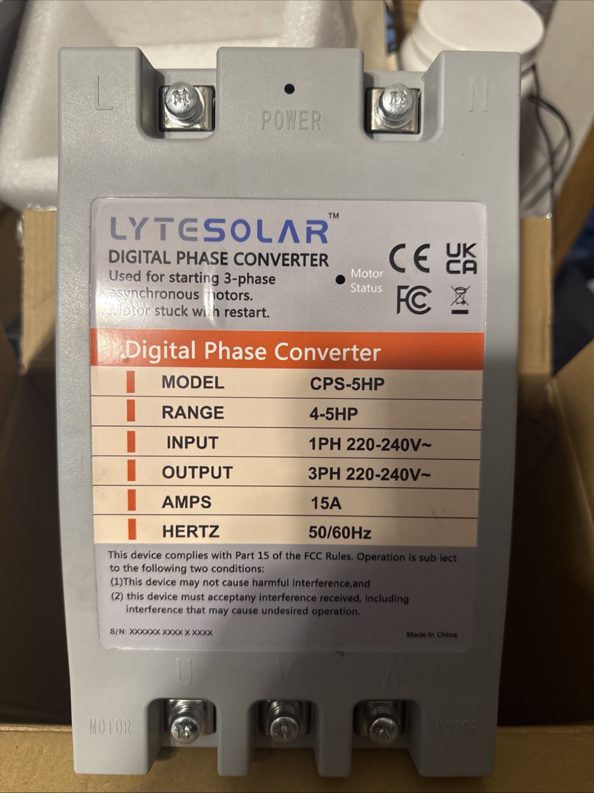 2.2 To 3.7kw Single To 3Phase Converter Digital Phase Converter 4 To 5Horse