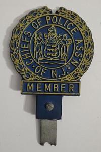 New Jersey Chiefs Of Police Member Window Shield Metal Plaquer