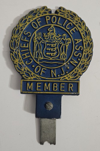 New Jersey Chiefs Of Police Member Window Shield Metal Plaquer