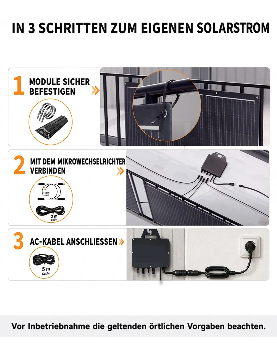 Balkonkraftwerk Set - RC® MI2S-800D + 200W*4 Flexible Solarmodul (0%-MwSt.)
