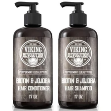 Viking Revolution Biotin Mens Shampoo and Conditioner Set - Eucalyptus Shampo...