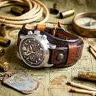Handmade 20mm Leather Bund Watch Strap Artisan Heritage Brown Band, Aged Patina