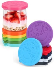 Oui Yogurt Jar Lids Silicone, 12 Pack Leak Proof and Reusable 5oz, 12 colors