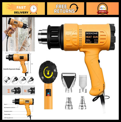 1800W Heat Gun with Variable Temp Control, 4 Nozzles, Fast Heating, Overheat Pro