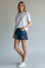 Old Navy Women  s Size 12 American Flag High Rise O.G Straight Denim Shorts