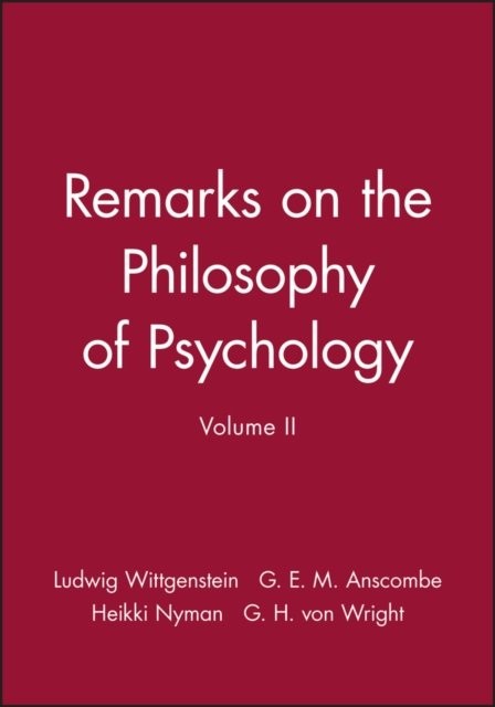 Remarks on the Philosophy of Psychology V2 Wittgenstein Paperback 9780631130628