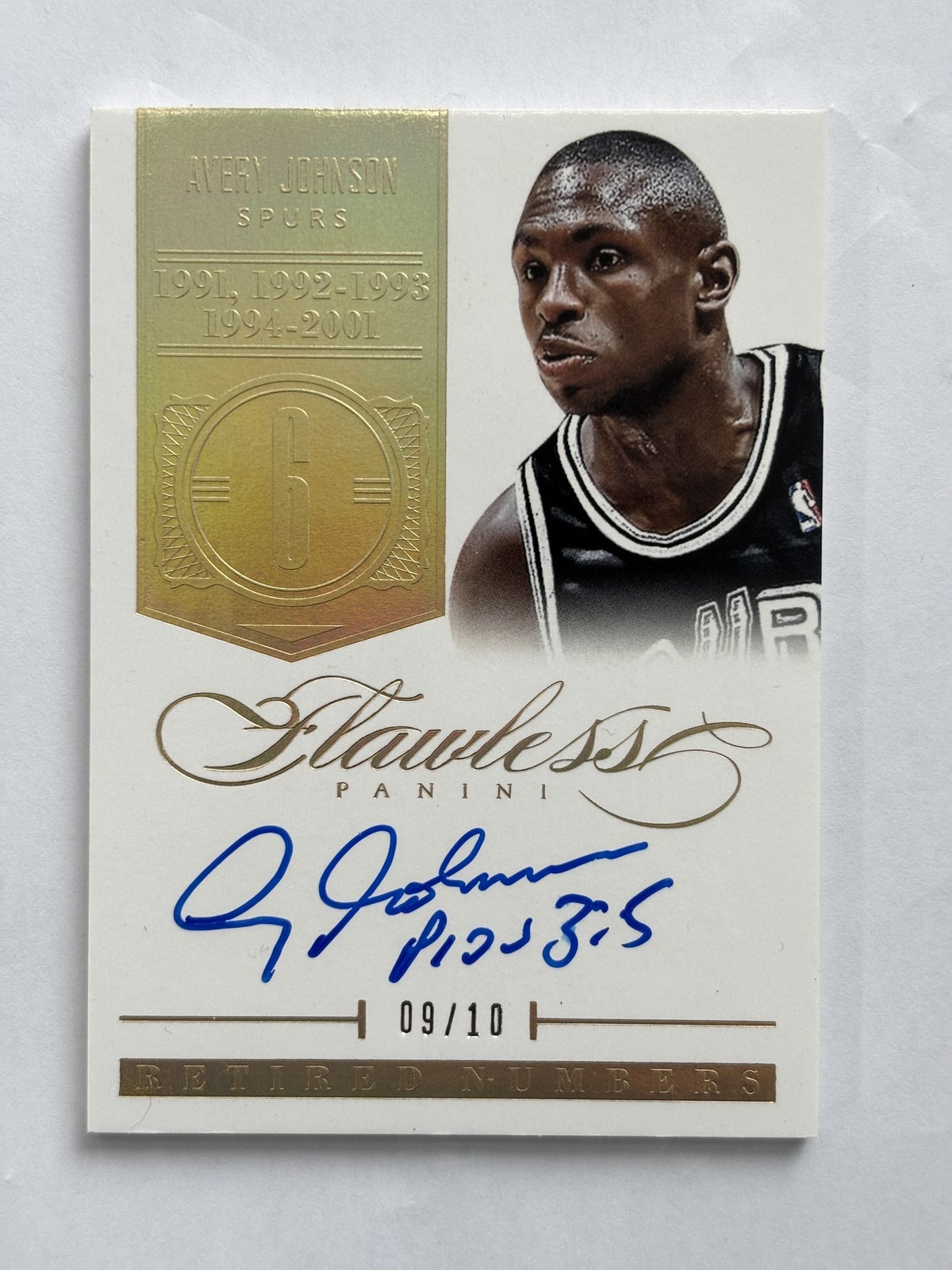 Avery Johnson 2013-14 Panini Flawless Basketball Retired Numbers Auto Gold /10