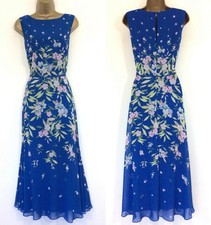 Hobbs Midi Dress UK 14 Immaculate Carly Blue Pink Green Chiffon Lined