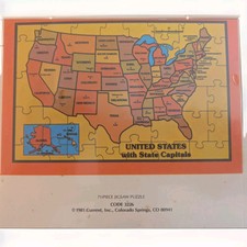 Vintage Unopened 1981 USA States Capitals Jigsaw Puzzle 71 Piece Homeschool