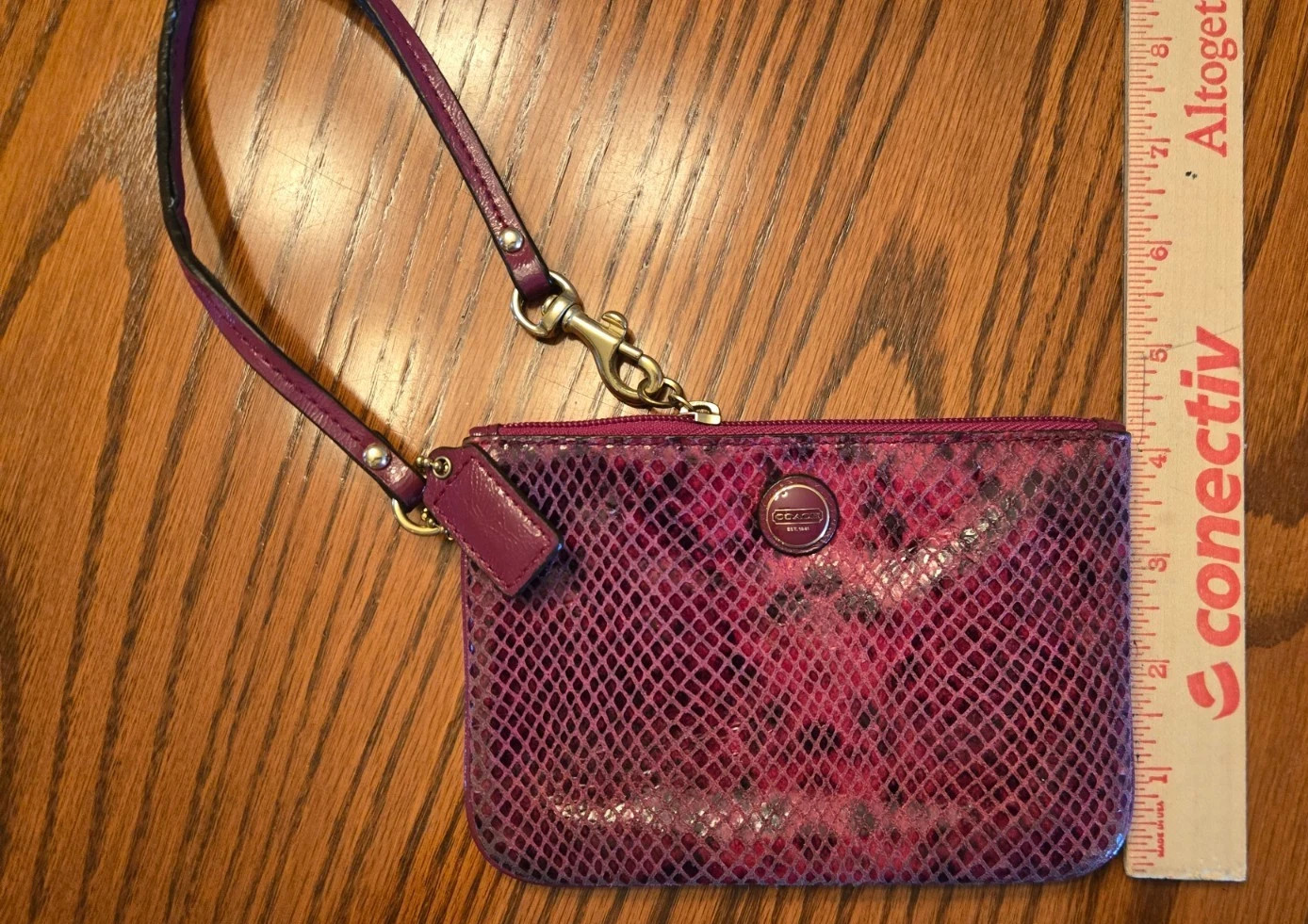 COACH Women's Python Leather Embossed Wristlet F5… - image 8