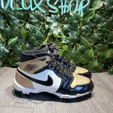 Jordan 1 Mid Youth Cleats Gold Black HF6883-701 Football Baseball Size 5y