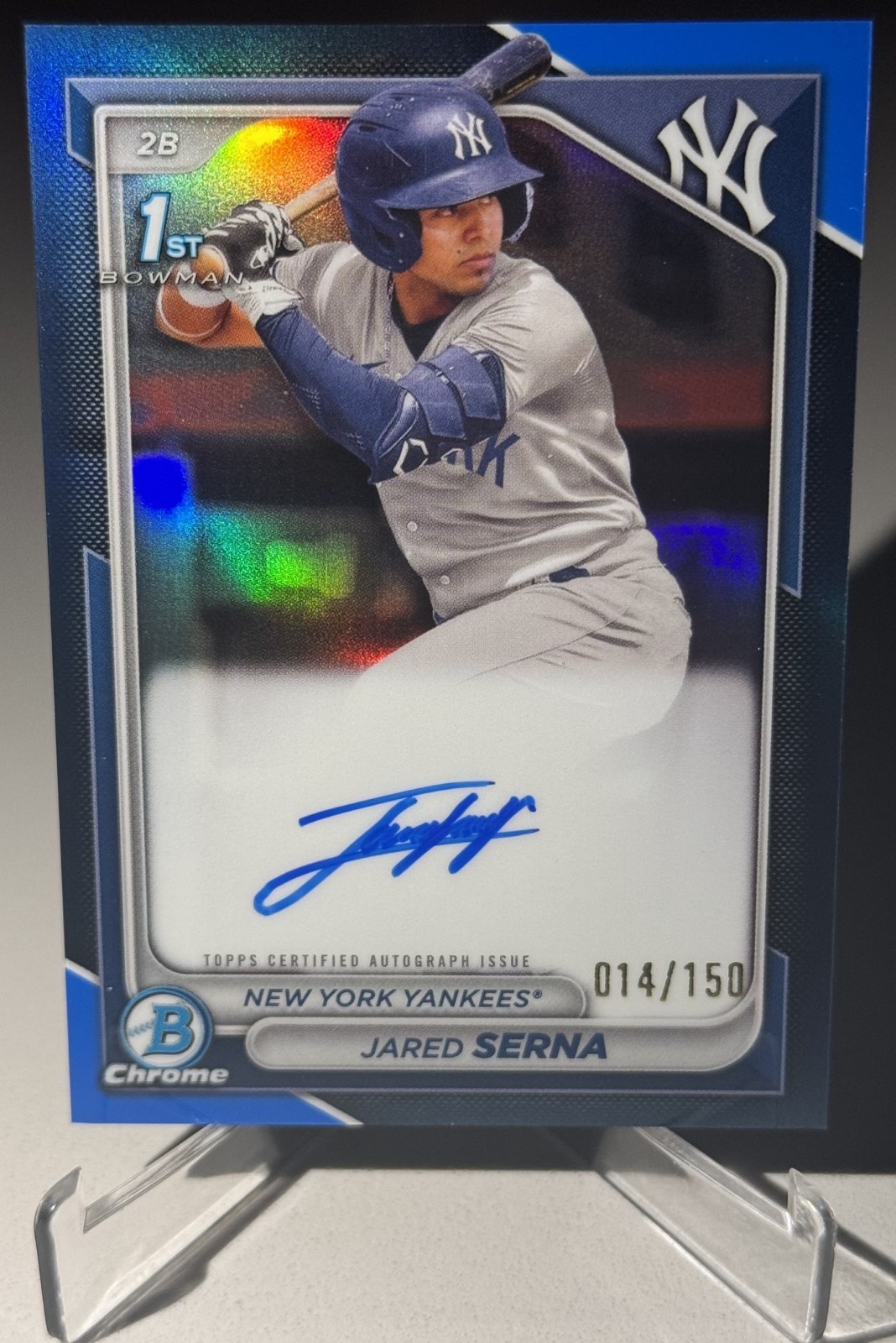 2024 Bowman Chrome - Jared Serna - 1st Bowman - Blue Refractor Auto - 14/150!