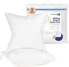50/50 Down Feather Pillow Inserts, 20x20, 2 Pack, 100 Cotton Shell
